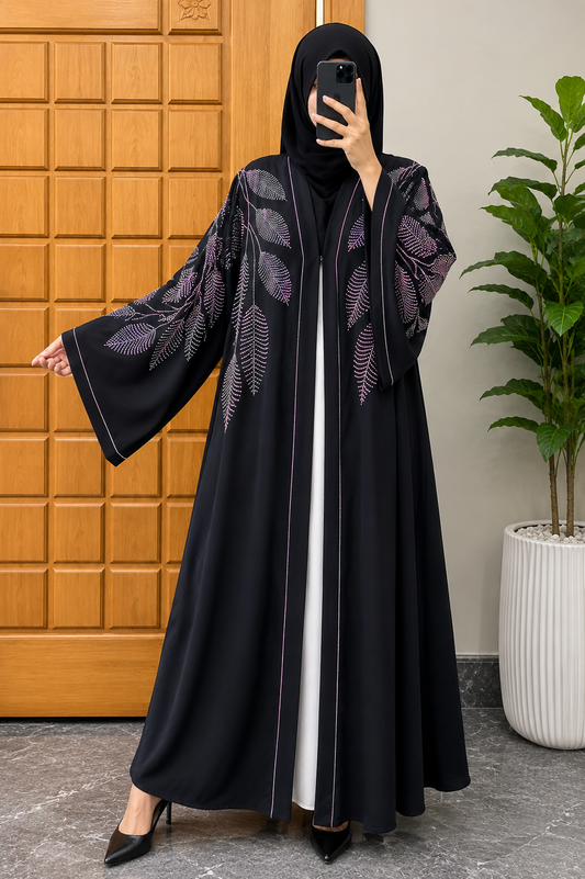 Andaaz Leaf Embroidered Design Abaya