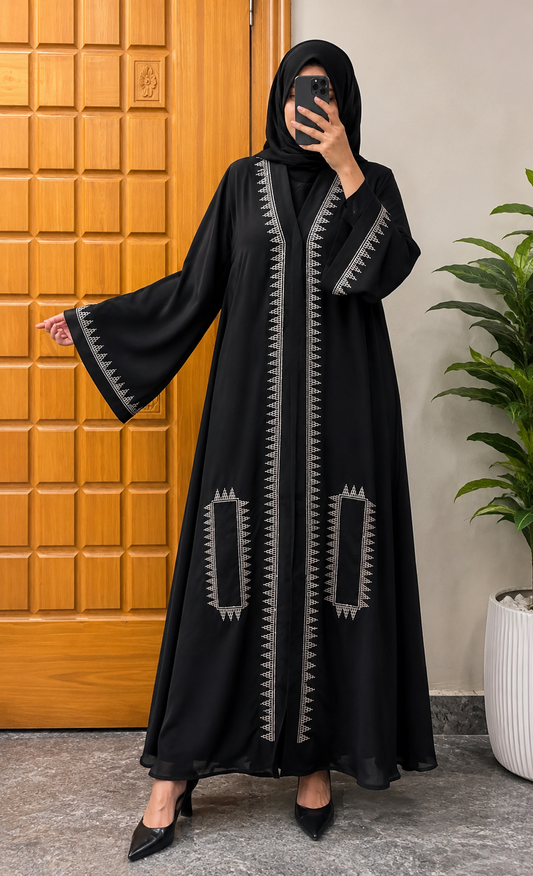 Andaaz Black Embroidered Abaya